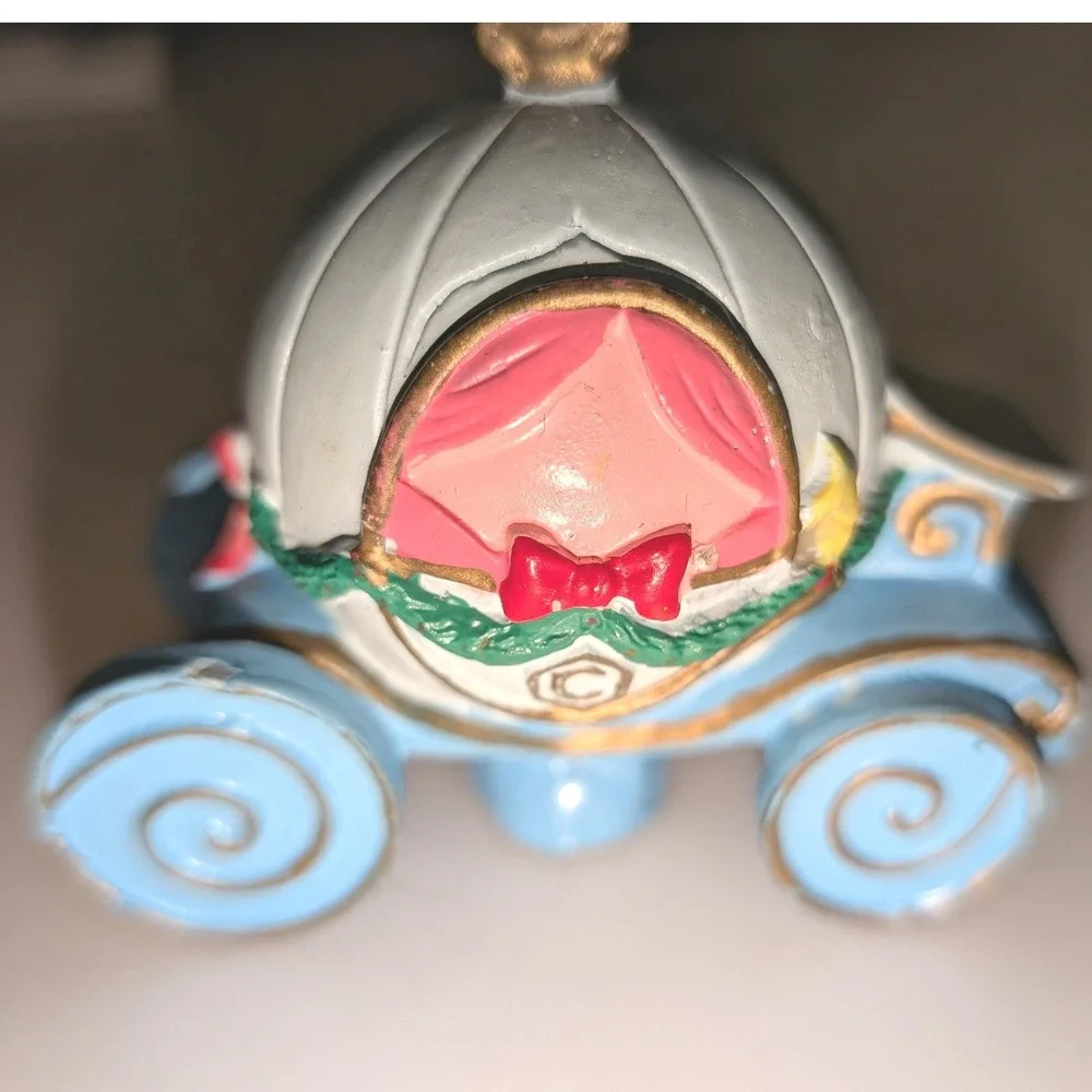 Disney Cinderella Pumpkin Carriage Figurine Blue Gold Princess Miniature Decor